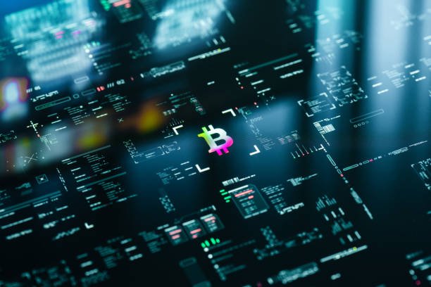 Crypto currency Bitcoin E-commerce concept graphic user interface background.